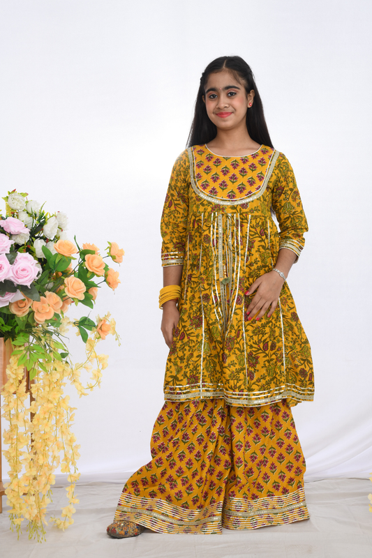Yellow Floral Sharara Set