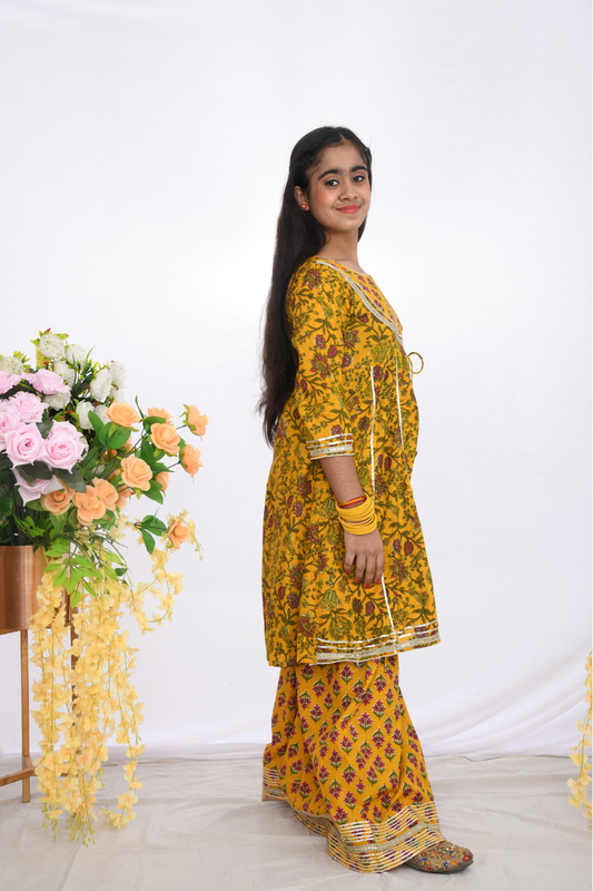 Yellow Floral Sharara Set