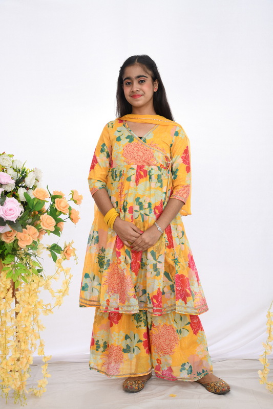 Yellow Floral Sharara Set