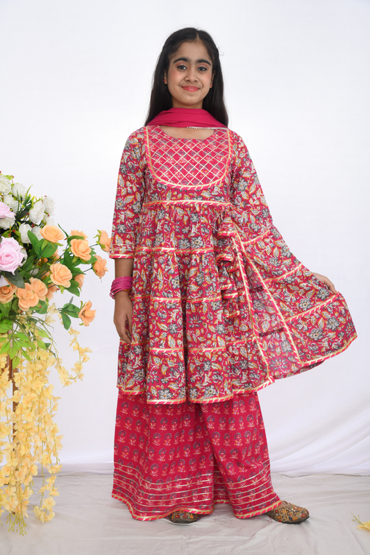 Pink Floral Sharara Set