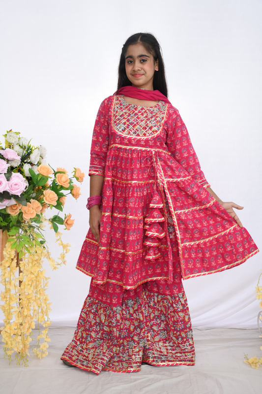 Pink Floral Sharara Set