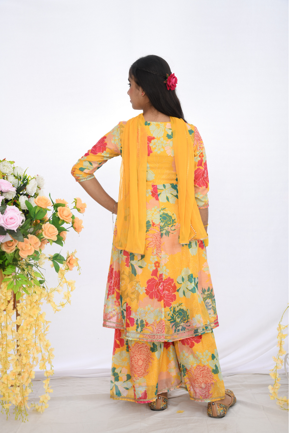 Yellow Floral Sharara Set