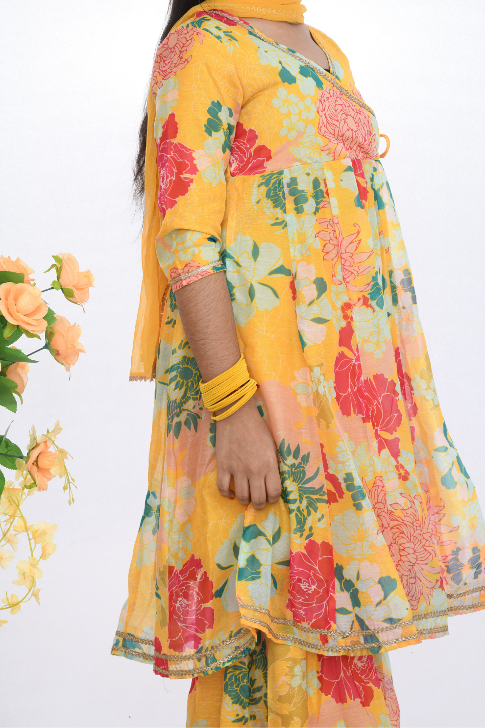Yellow Floral Sharara Set