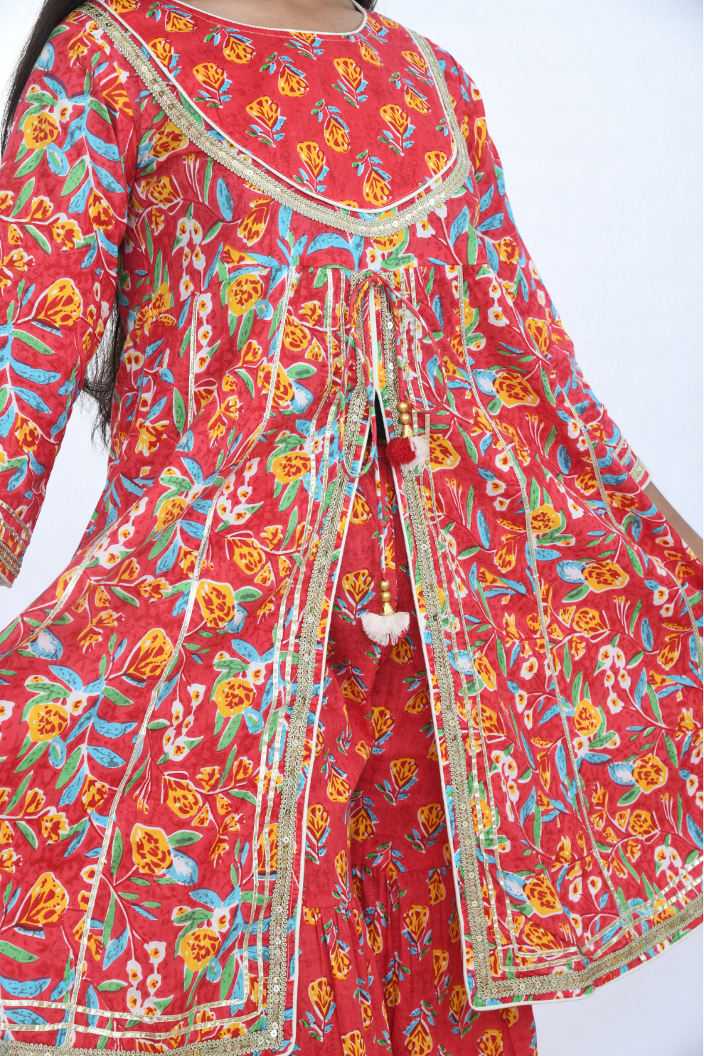 Red Bloom Sharara Set