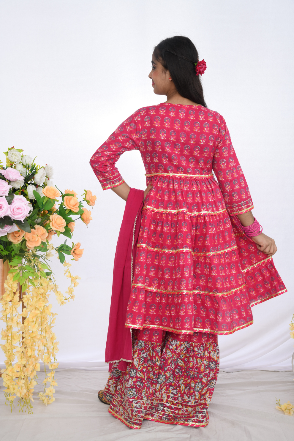 Pink Floral Sharara Set