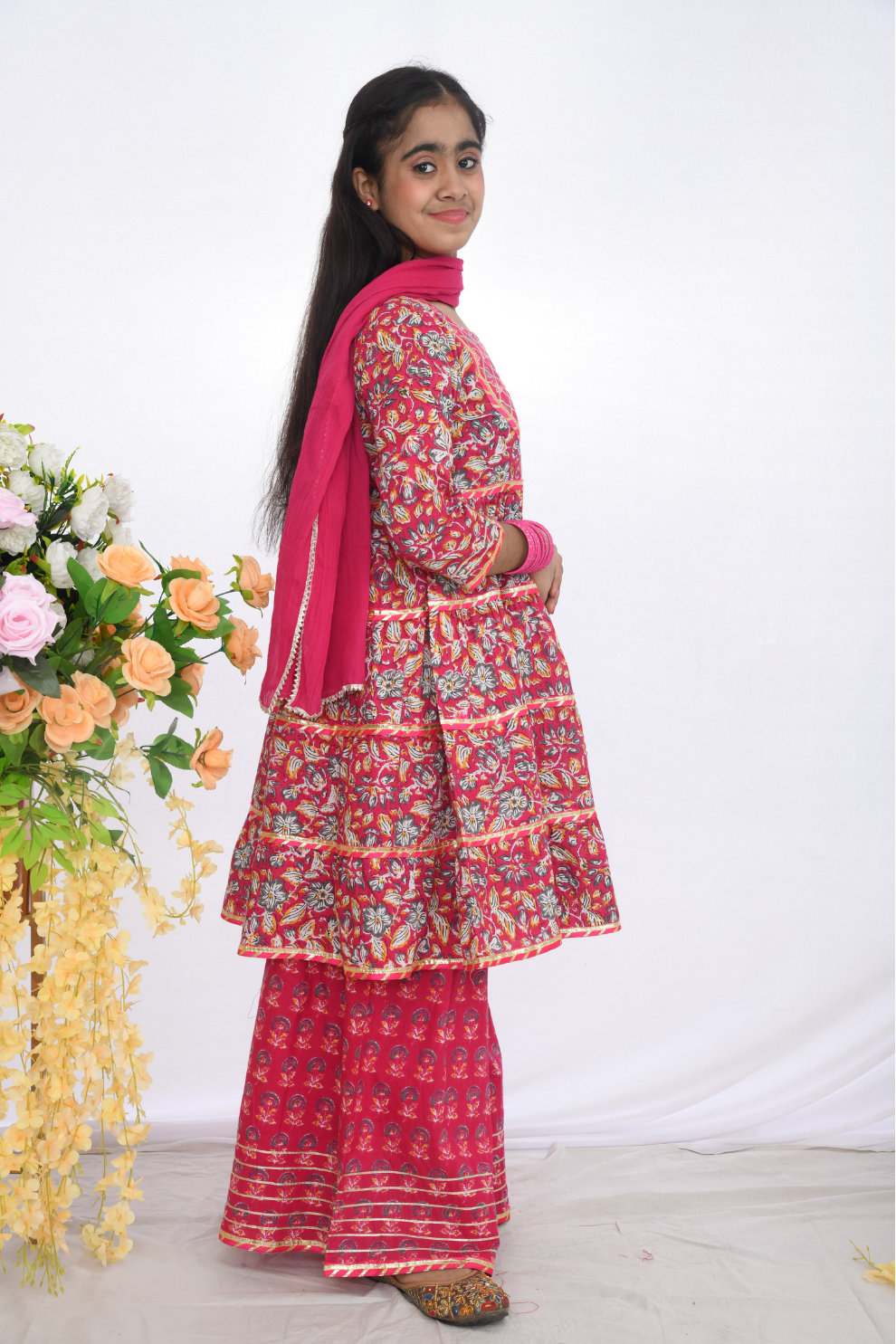 Pink Floral Sharara Set