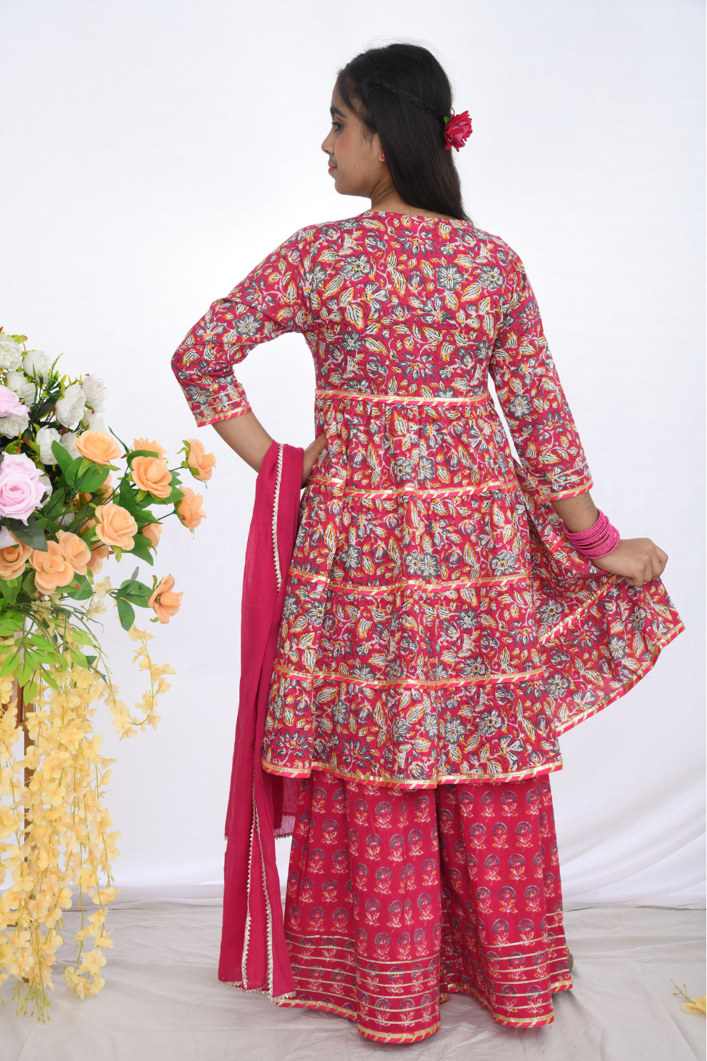 Pink Floral Sharara Set