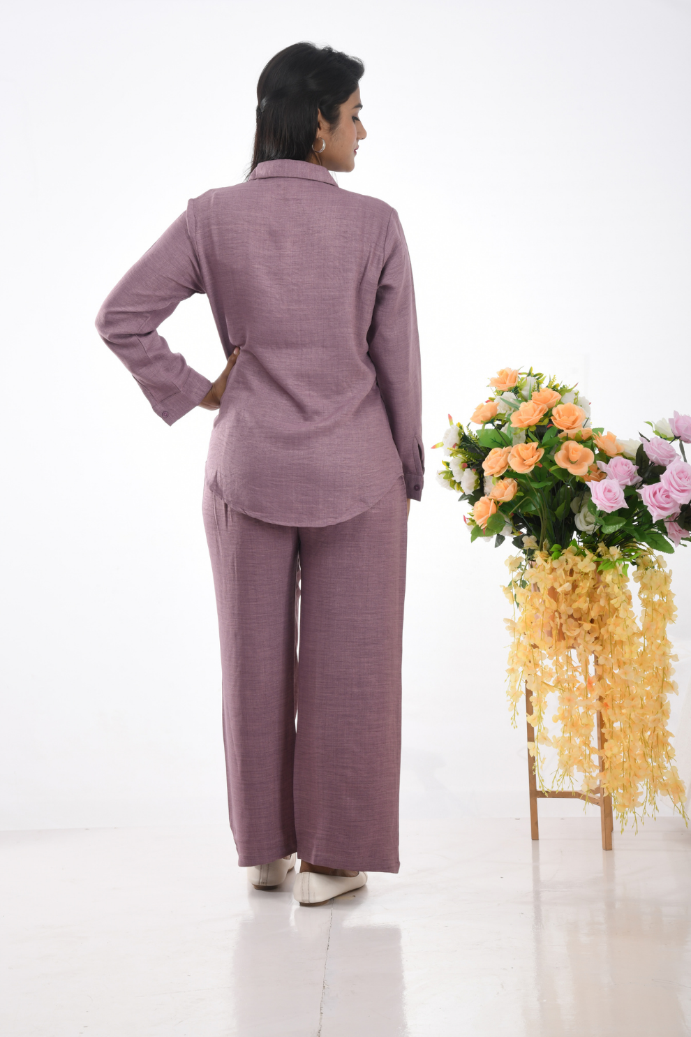 Beige,mauve  Co-ord Set