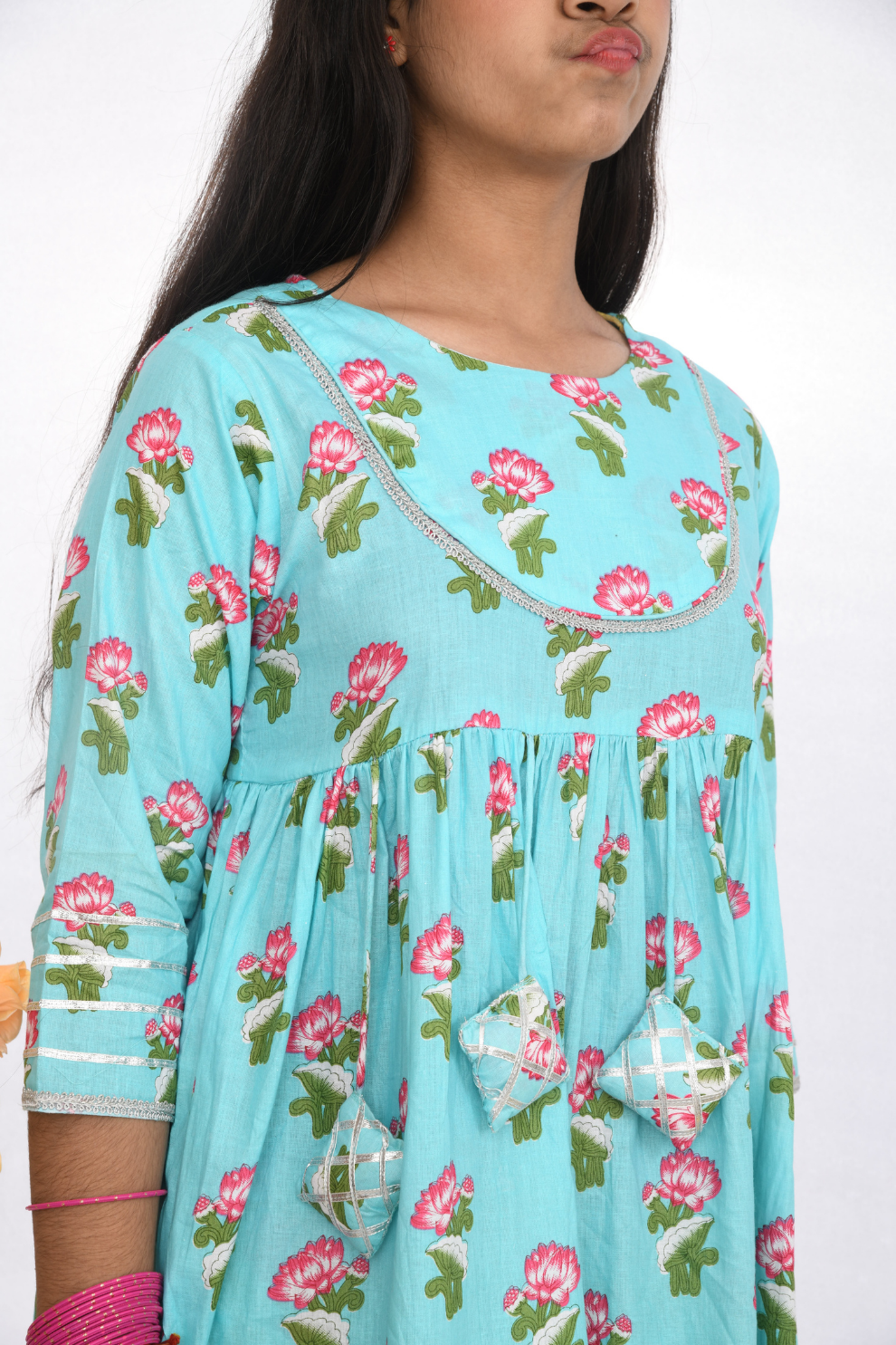 Sky Blue Floral Sharara Set