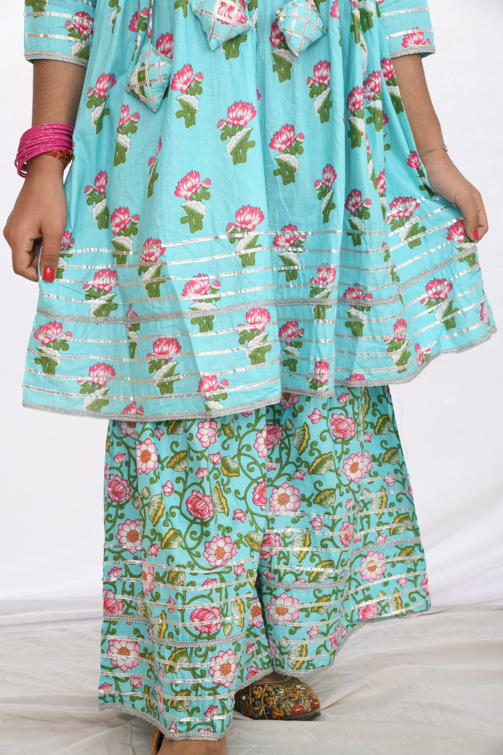 Sky Blue Floral Sharara Set