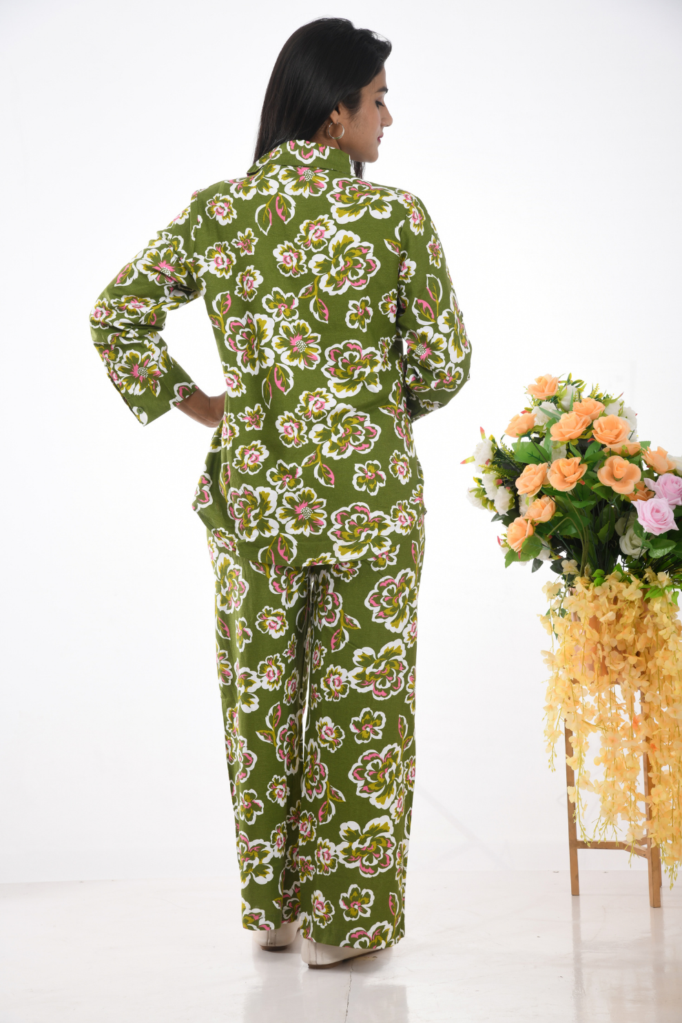 Green floral cotton Co-ord Set