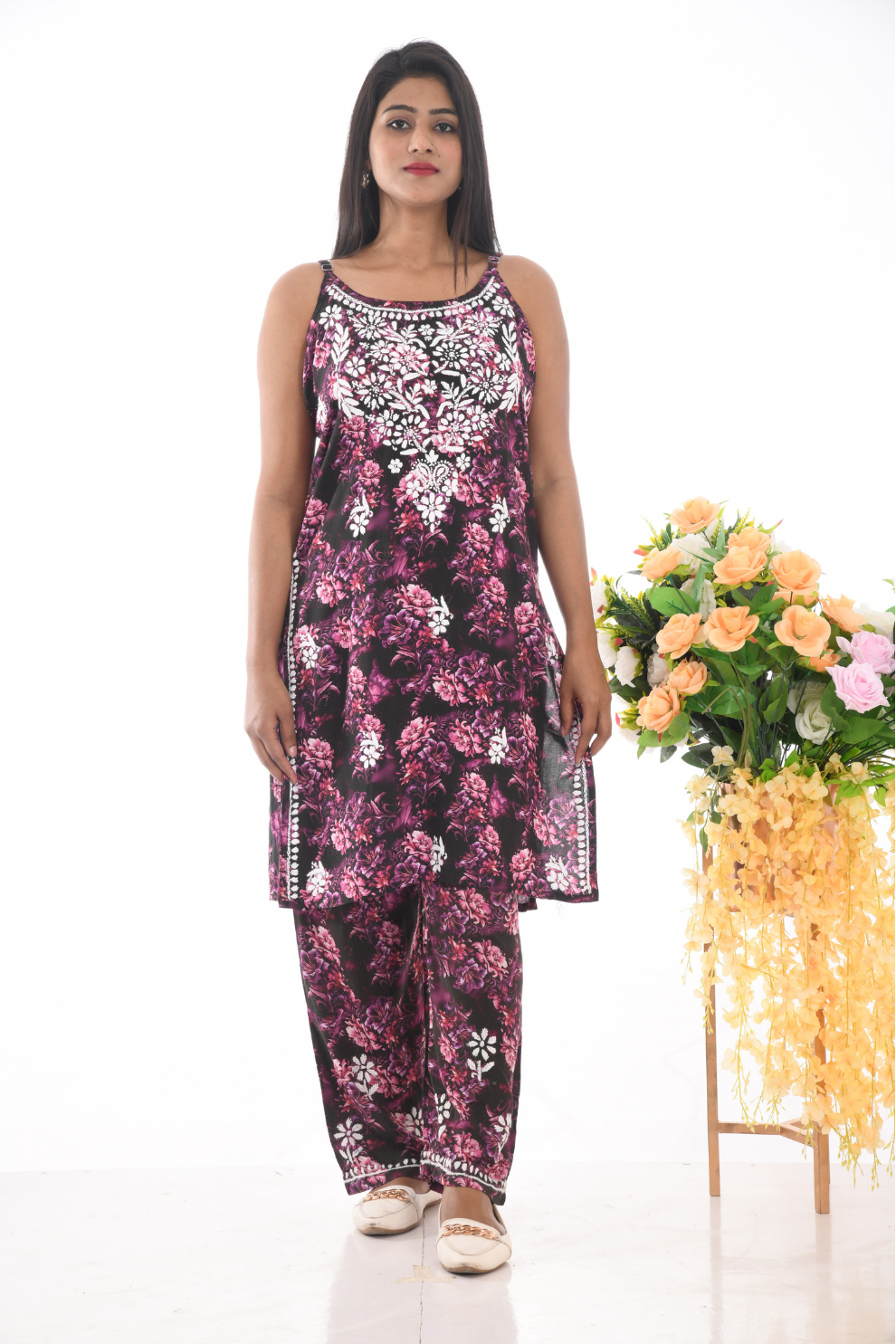 Pure Chikankari Co-ord Set – Floral Elegance