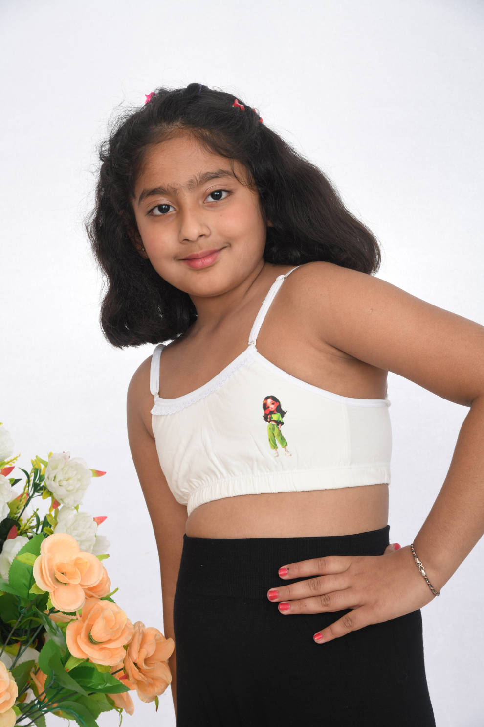 White cotton strap bra for growing girl